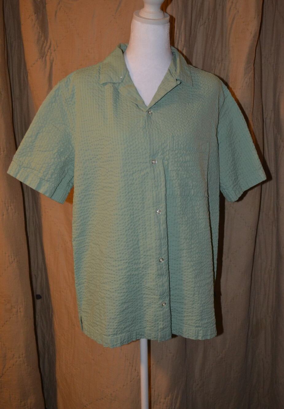 GAP Men’s Medium Sage Green Short Sleeve Button Down Shirt 100% Cotton